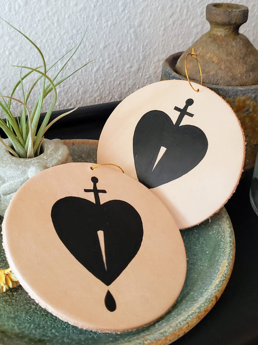 Heart and Dagger Large Circle Hoops