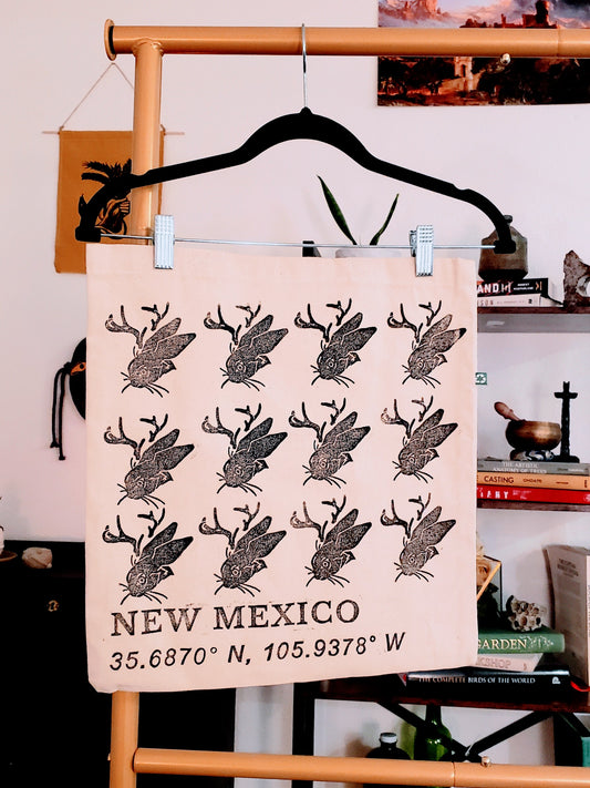 Jackalope Block Printed Recycled Tote Bag