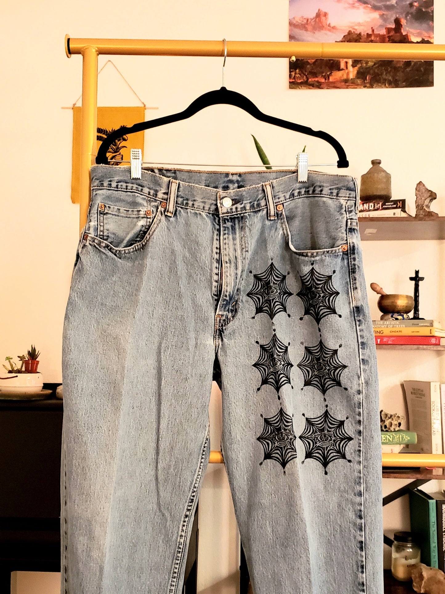 Spiderweb Patch Block Printed Jeans